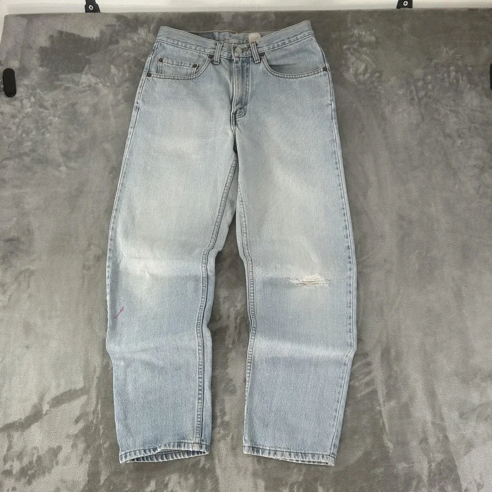 Levi's 550 Jeans Mens 28x30 Blue Light Wash Relaxed Tapered Distressed Denim
